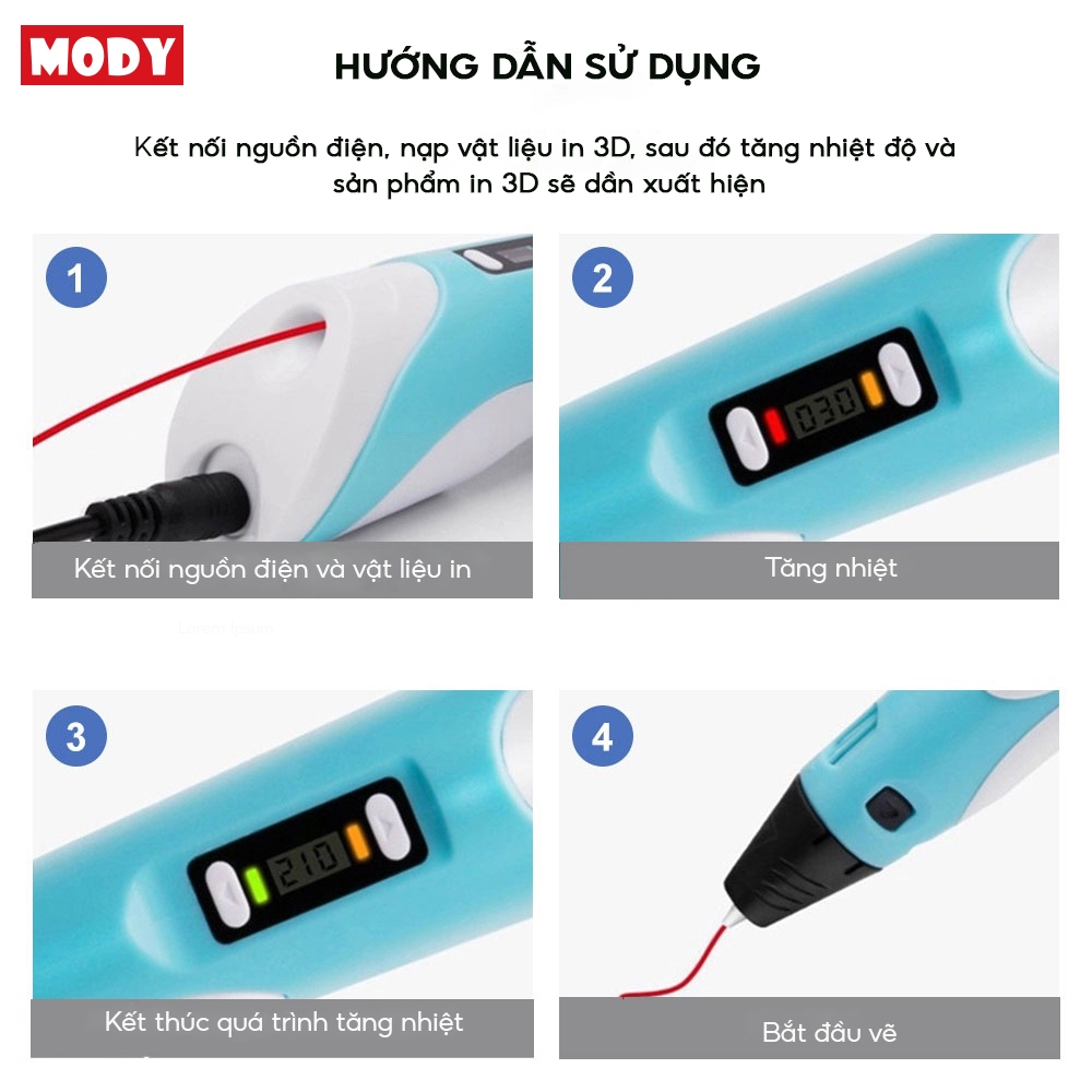 Bút in 3D MODY M7V2 sử dụng động cơ kim loại