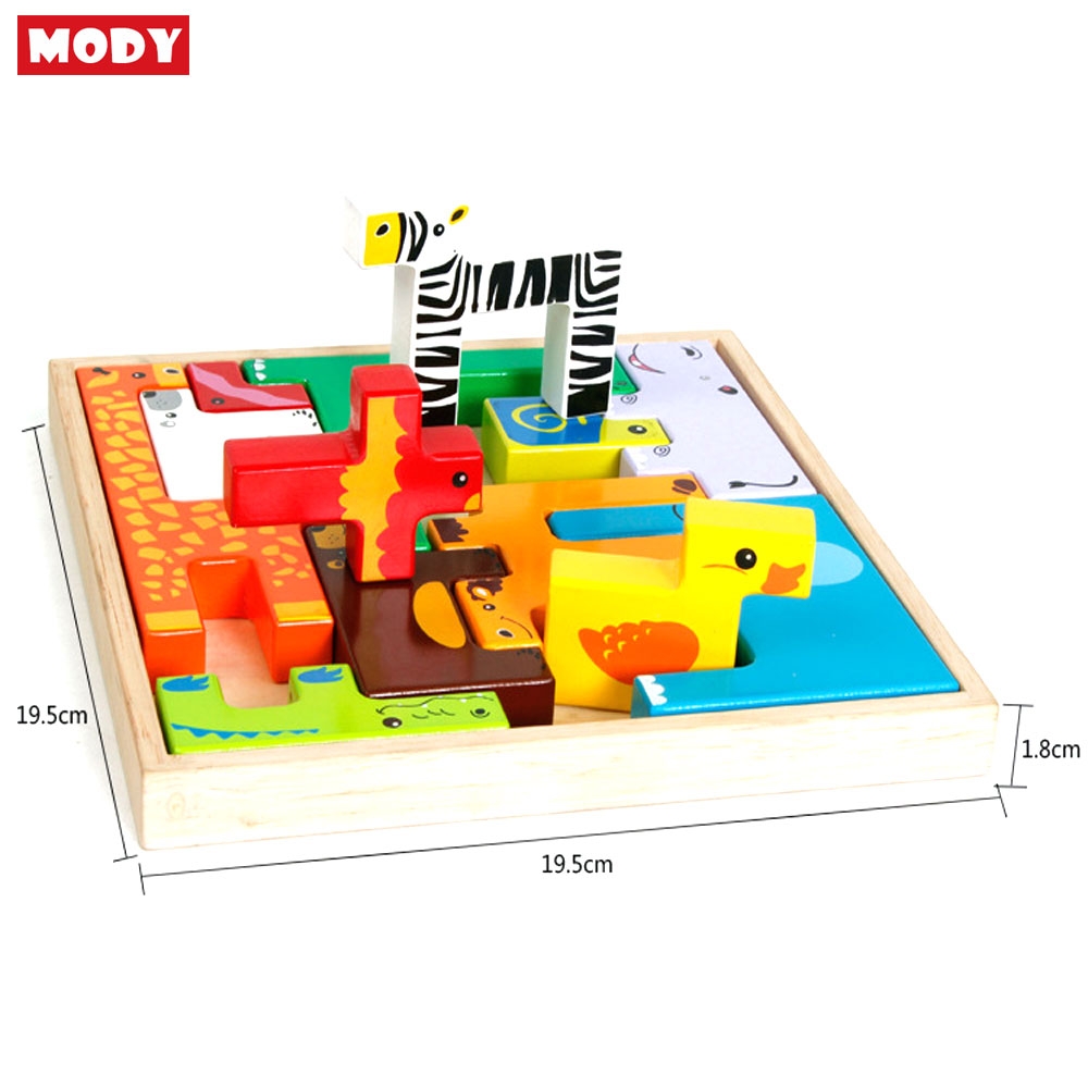Bộ xếp hình sáng tạo hình động vật MODY M812020 bằng gỗ kích thích tư duy cho bé
