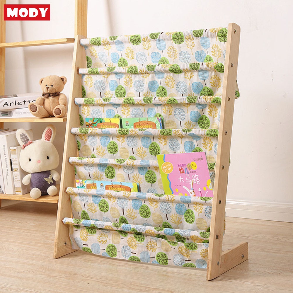 Giá sách 5 ngăn bằng vải kèm khung gỗ cao cấp cho bé Mody M806625