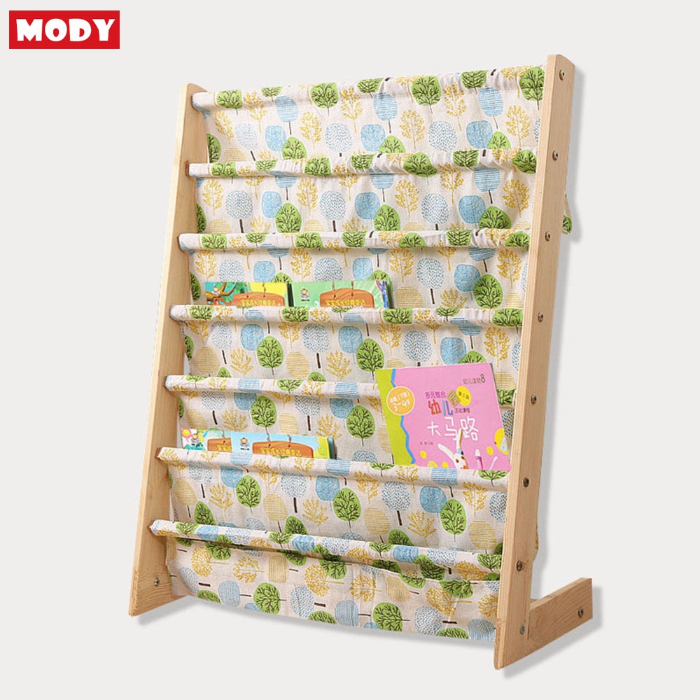 Giá sách 5 ngăn bằng vải kèm khung gỗ cao cấp cho bé Mody M806625