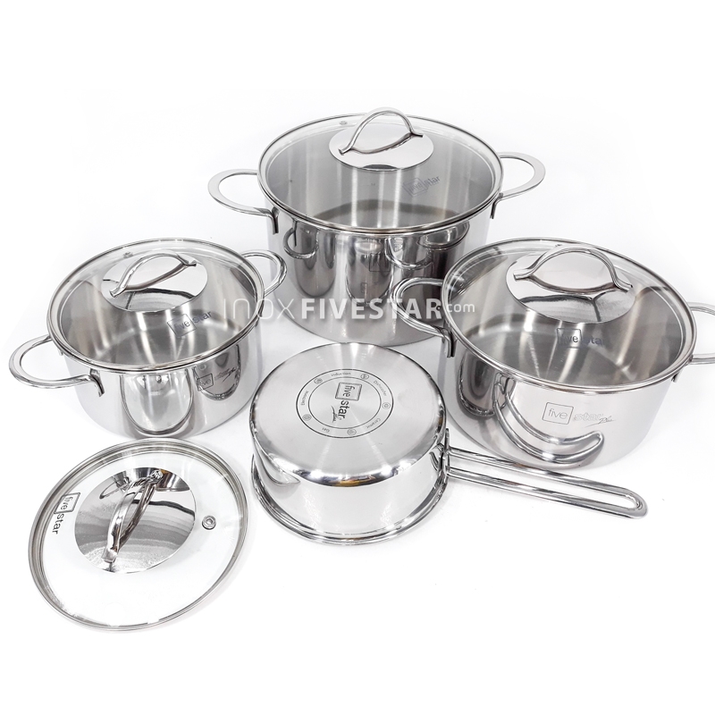 Bộ nồi 4 chiếc 3 lớp inox 304 nắp kính