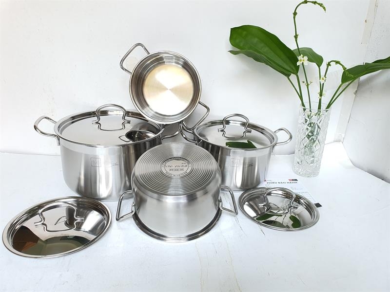 Bộ Nồi Inox Vancouver 4 Chiếc Cao Cấp Nắp Inox
