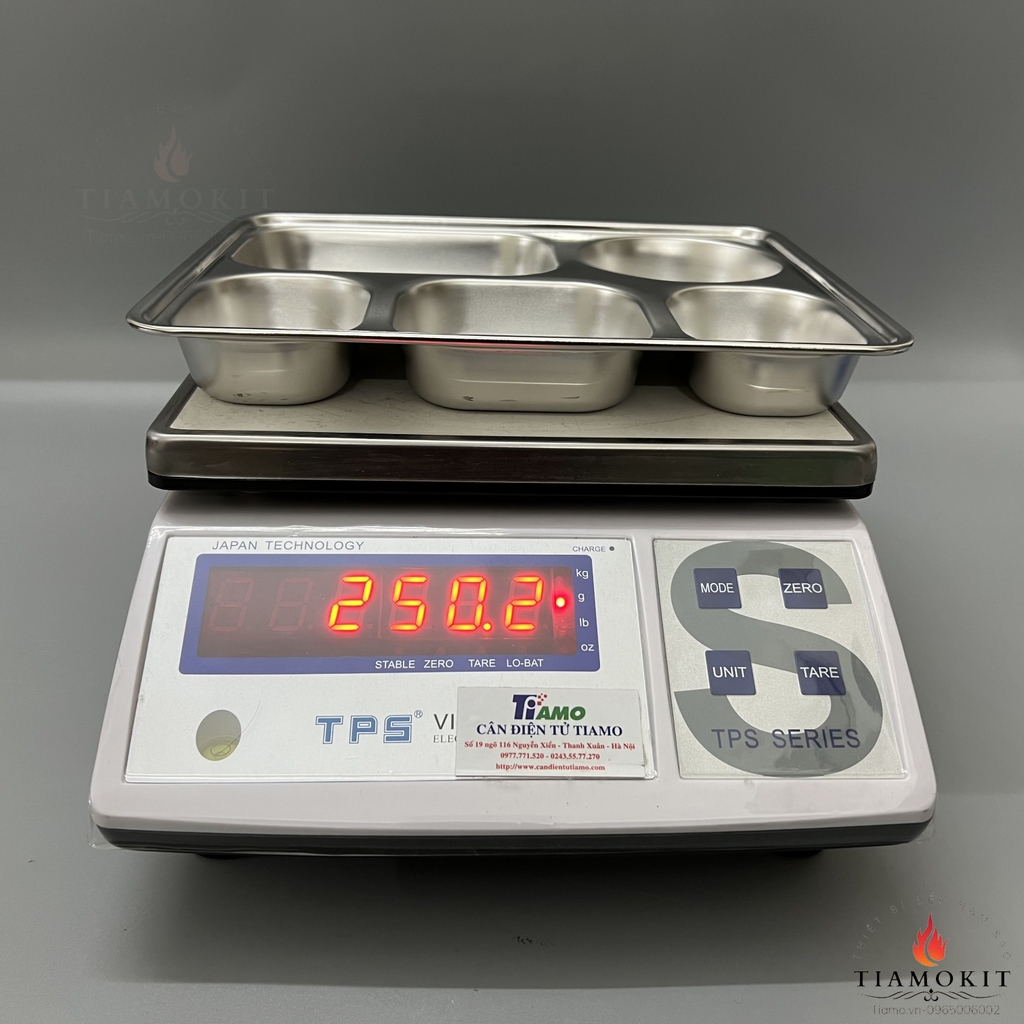 Khay inox 5 ngăn sus 201 cỡ 22 x 28 cm sâu 3.5cm