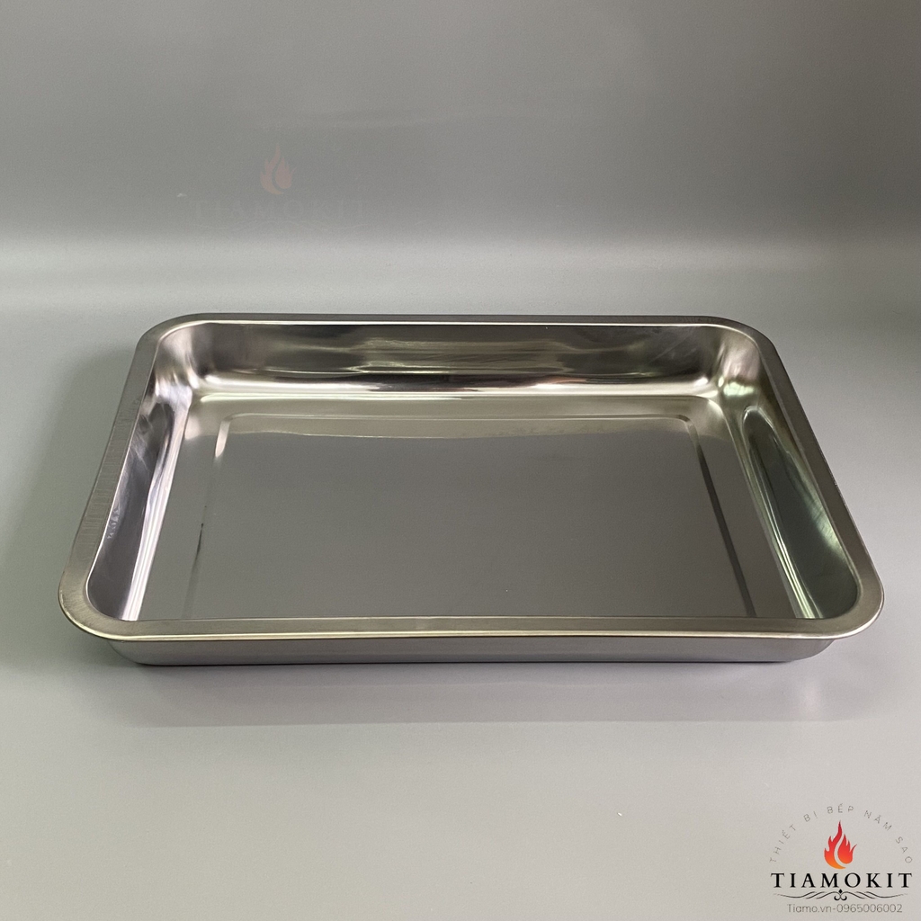 Khay inox để đồ chữ nhật  Sus 201 kích thước 30x40 cm ( Sâu 2cm, sâu 5cm, sâu 7cm )