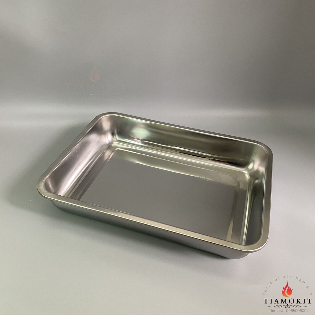 Khay inox để đồ chữ nhật  Sus 201 kích thước 30x40 cm ( Sâu 2cm, sâu 5cm, sâu 7cm )