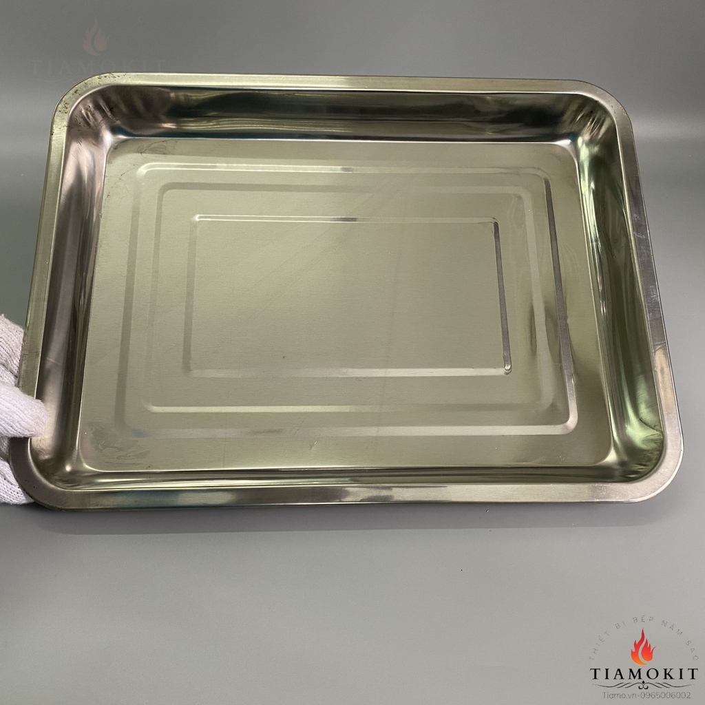 Khay inox để đồ chữ nhật  Sus 201 kích thước 30x40 cm ( Sâu 2cm, sâu 5cm, sâu 7cm )