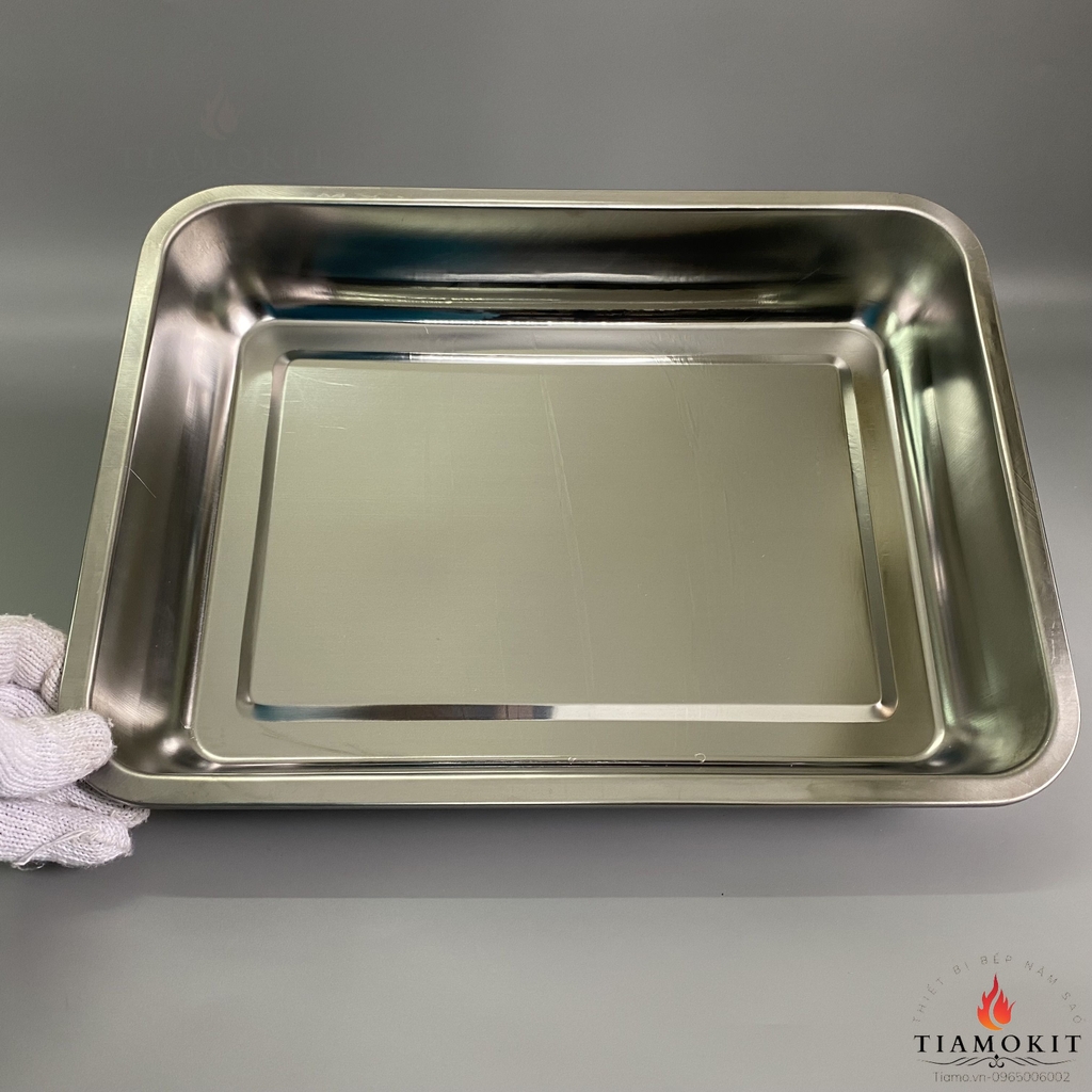 Khay inox để đồ chữ nhật  Sus 201 kích thước 30x40 cm ( Sâu 2cm, sâu 5cm, sâu 7cm )