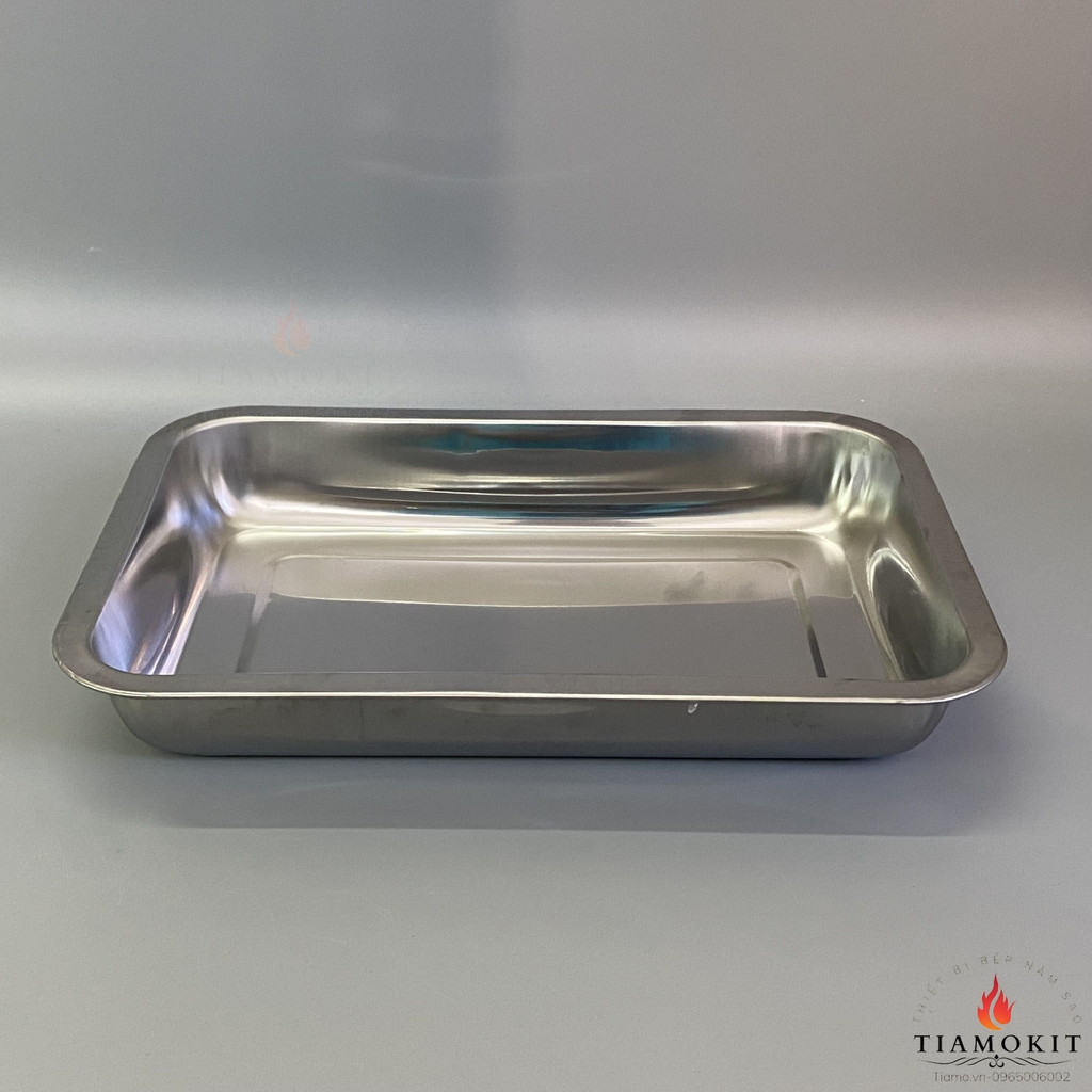 Khay inox để đồ chữ nhật Sus 201 kích thước 32x22 cm ( Sâu 2cm, sâu 5cm, sâu 7cm)