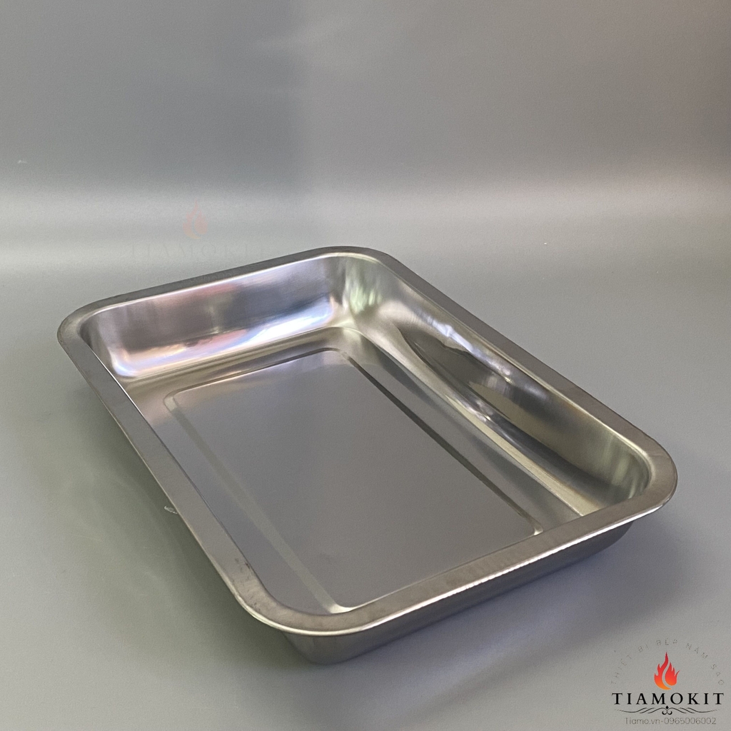 Khay inox để đồ chữ nhật Sus 201 kích thước 32x22 cm ( Sâu 2cm, sâu 5cm, sâu 7cm)