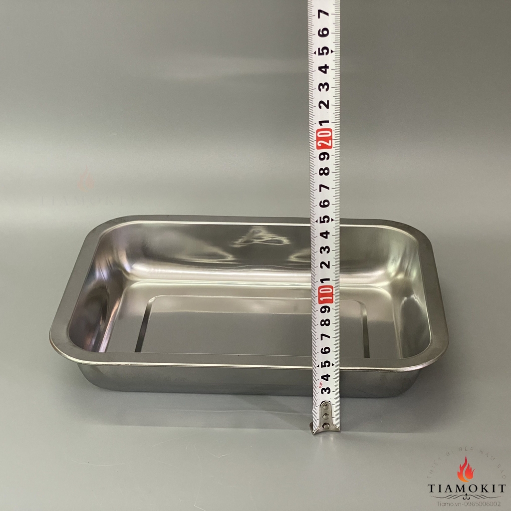 Khay inox để đồ chữ nhật Sus 430 kích thước 20x27 cm (Sâu 2cm, sâu 5cm, sâu 7cm)