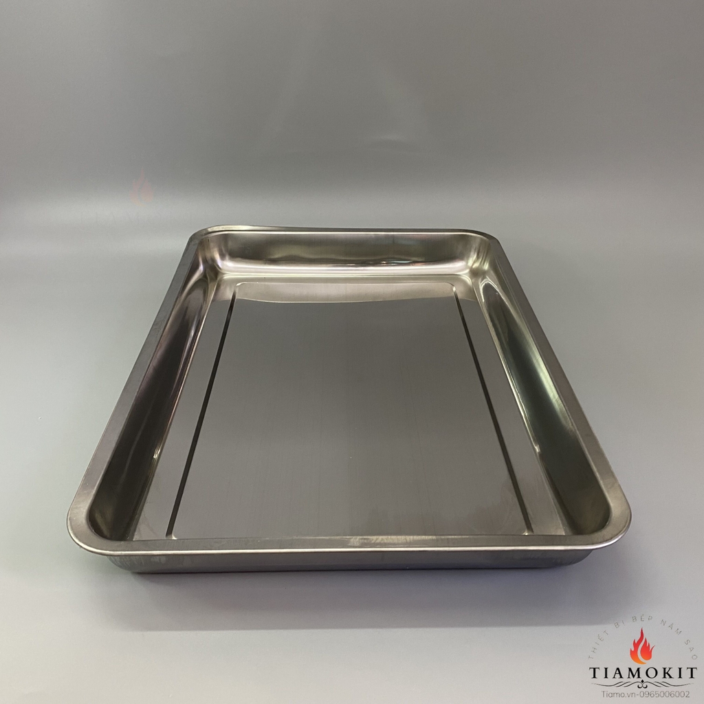 Khay inox để đồ chữ nhật Sus 304 kích thước 35x50 cm ( Sâu 2cm, Sâu 5cm, Sâu 7cm)