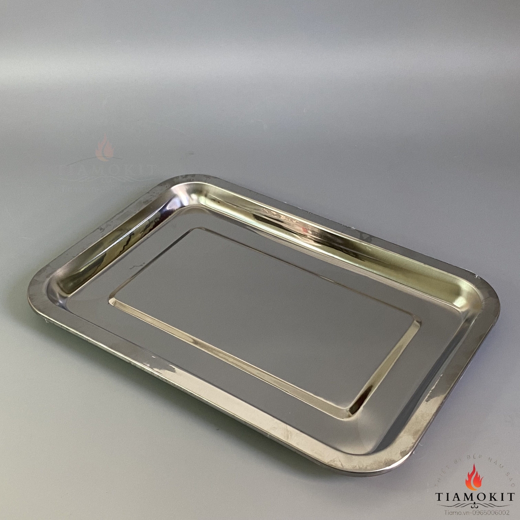 Khay inox để đồ chữ nhật Sus 201 kích thước 32x22 cm ( Sâu 2cm, sâu 5cm, sâu 7cm)