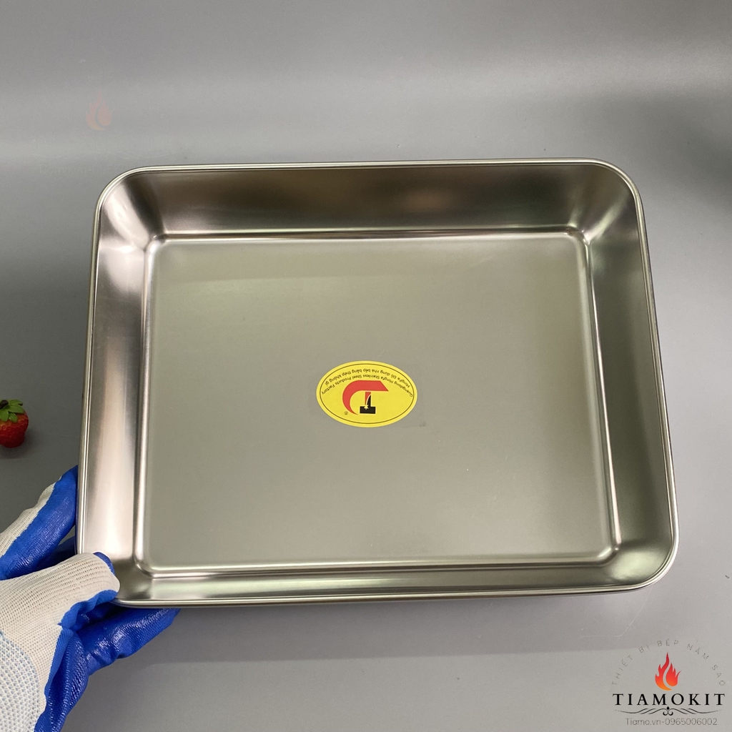 Khay chữ nhật, khay nướng bánh,  30x25x6 cm Inox 201