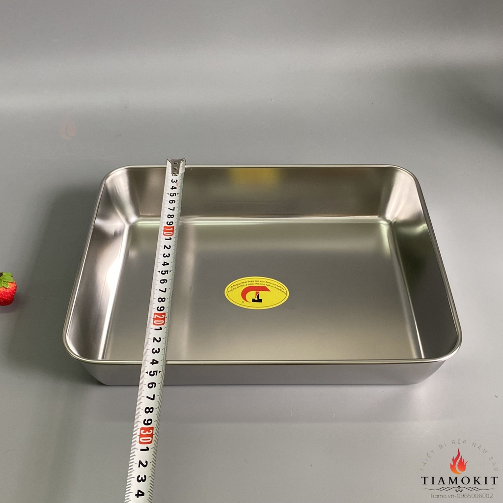 Khay chữ nhật, khay nướng bánh,  30x25x6 cm Inox 201