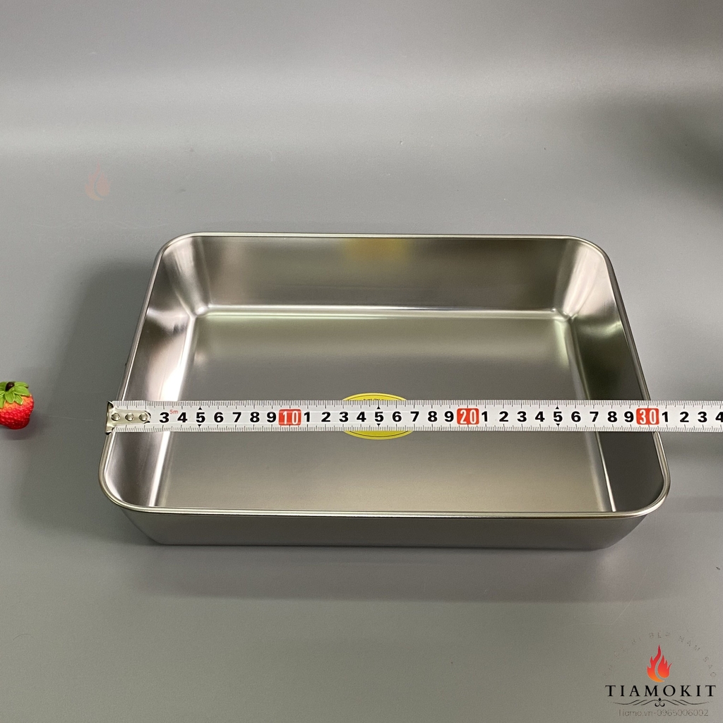 Khay chữ nhật, khay nướng bánh,  30x25x6 cm Inox 201