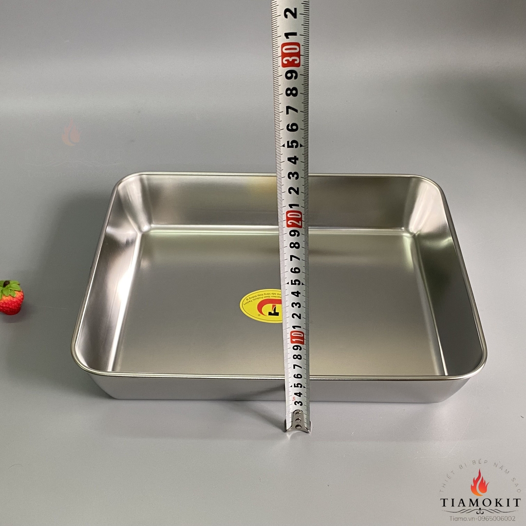 Khay chữ nhật, khay nướng bánh,  30x25x6 cm Inox 201