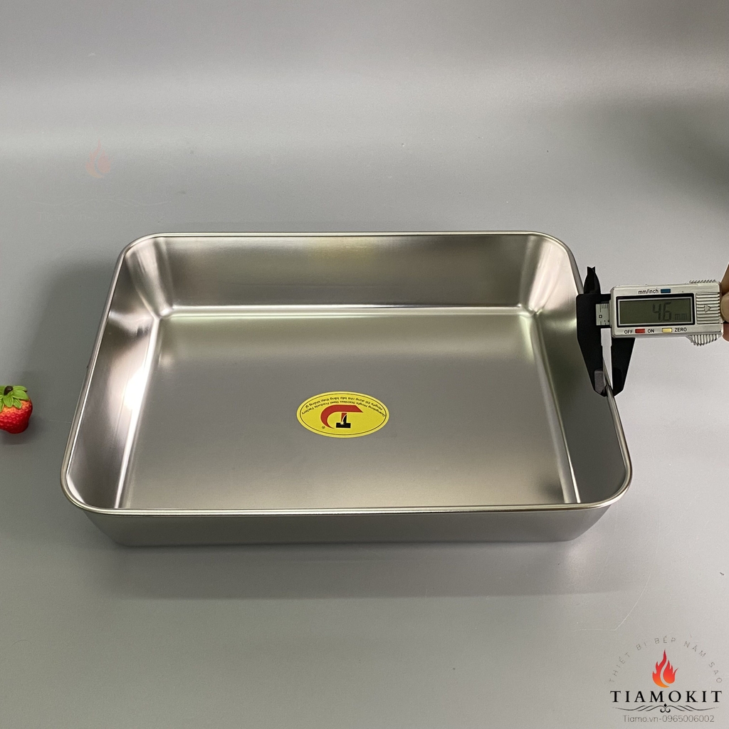 Khay chữ nhật, khay nướng bánh,  30x25x6 cm Inox 201