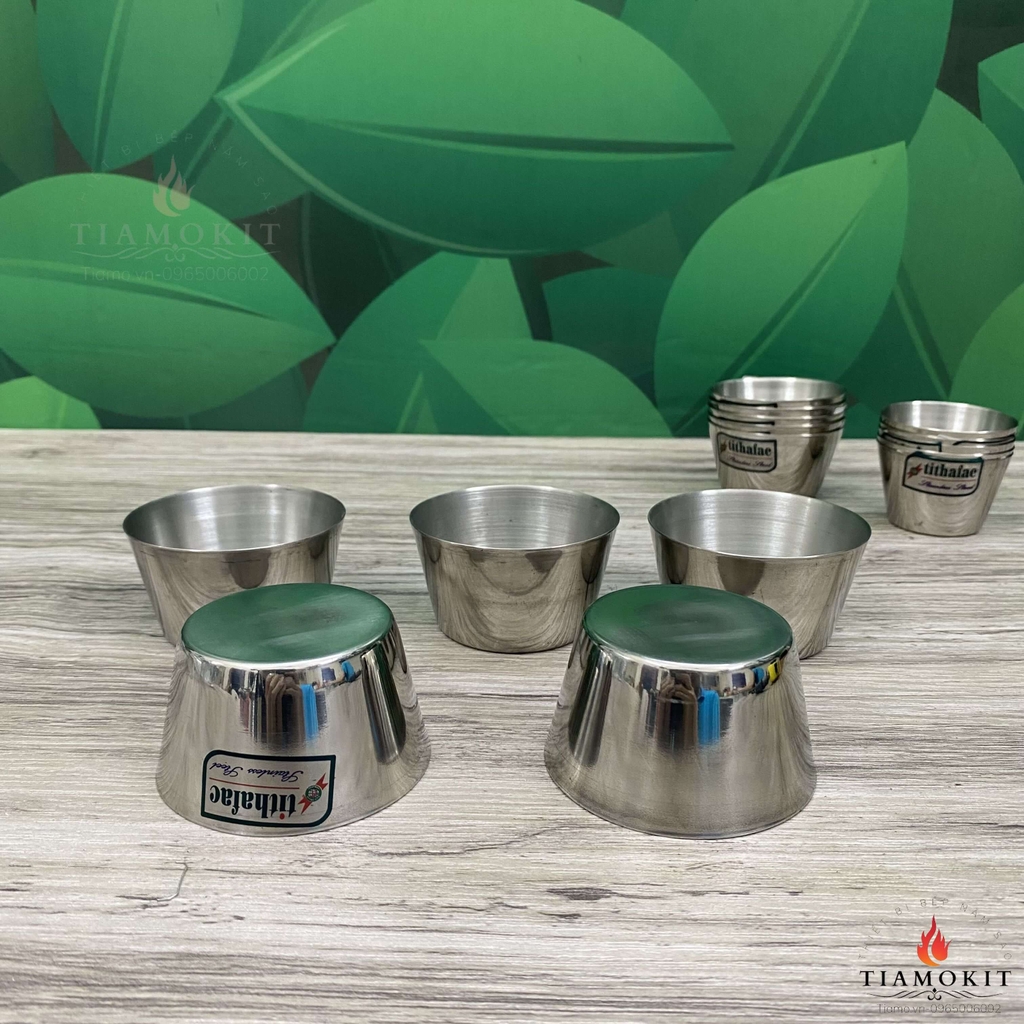 Khuôn inox làm bánh Flan, cốc làm đá có nhiều kích thước 2cm, 4cm, 6cm