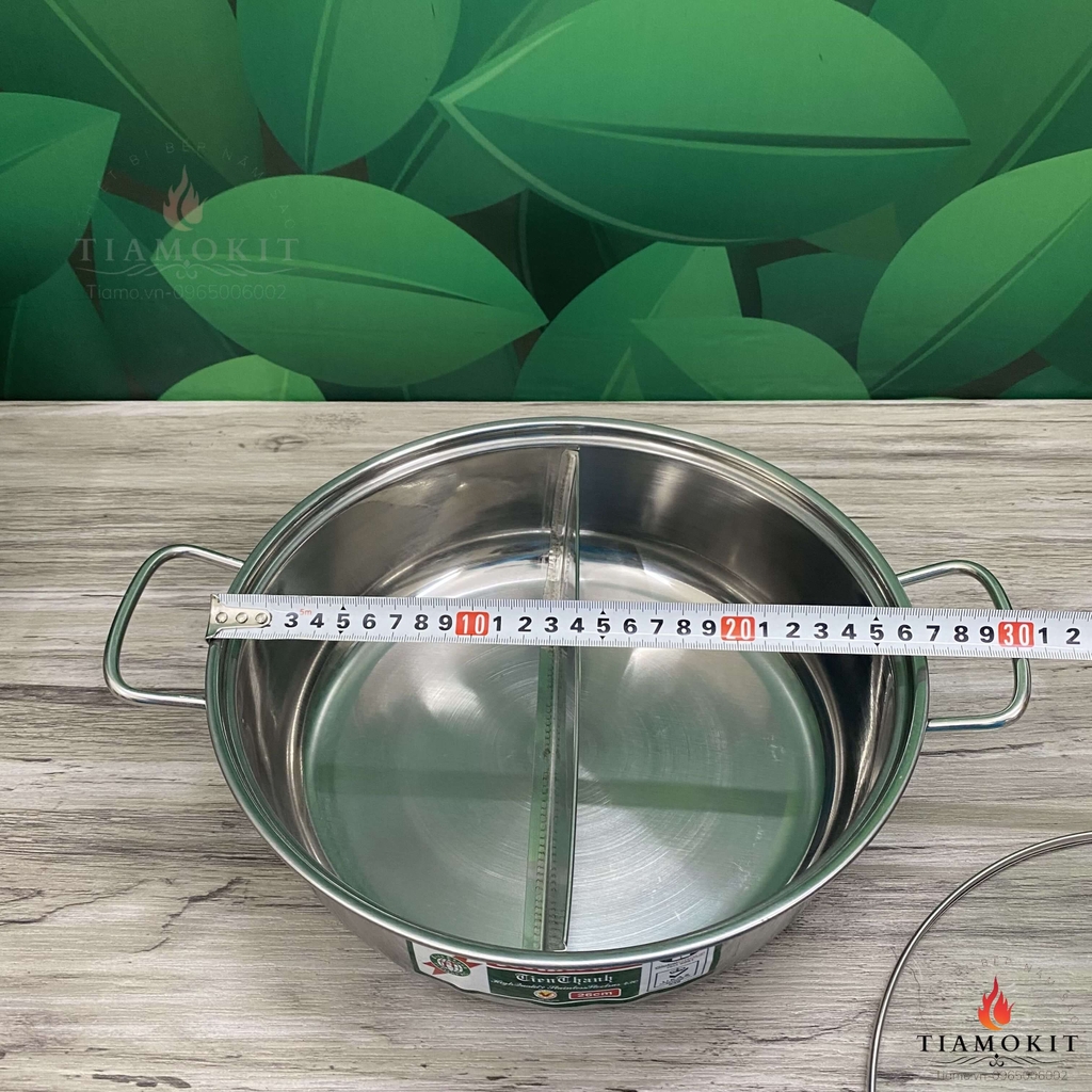 Nồi lẩu 2 ngăn bằng inox có nhiều kích thước 24cm, 26cm, 28cm