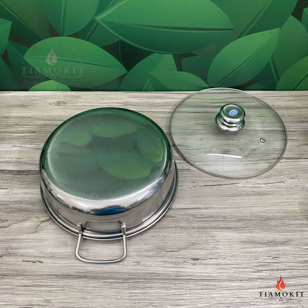 Nồi lẩu 2 ngăn bằng inox có nhiều kích thước 24cm, 26cm, 28cm