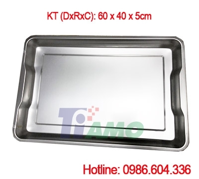 Khay inox để đồ chữ nhật kích thước 40x60 sâu 5cm ( Sus 304, sus 201, sus 430)
