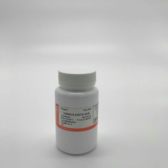 Hóa Chất 3-Indoleacetic acid (IAA), Indole-3-acetic, Mã CAT IB0723, Lọ 25g, Mã CAS 87-51-4, C10H9NO2, Hãng BioBasic