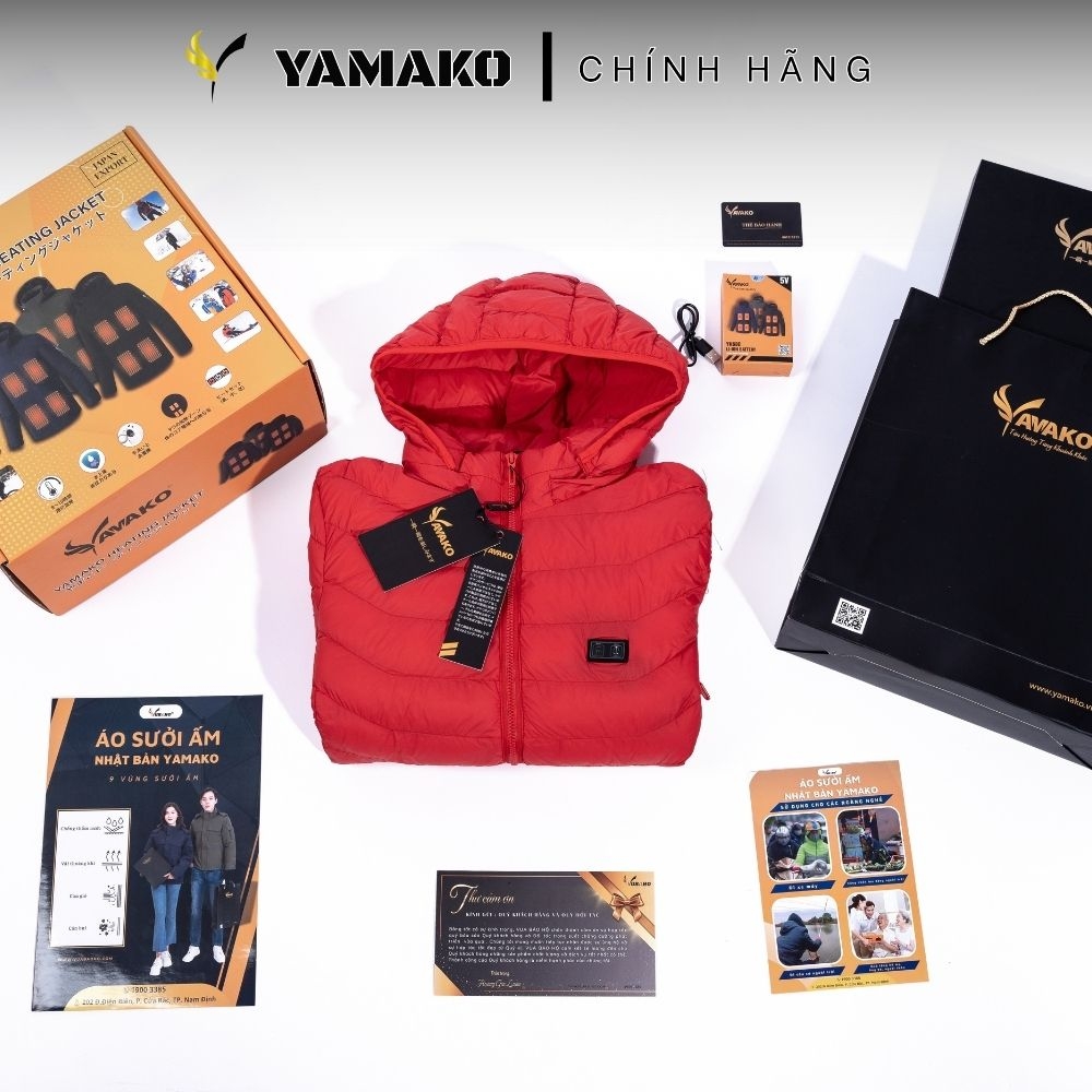 Áo Sưởi ấm YAMAKO 7 vùng sưởi ấm Siêu Nhẹ Super Gentle màu Đỏ