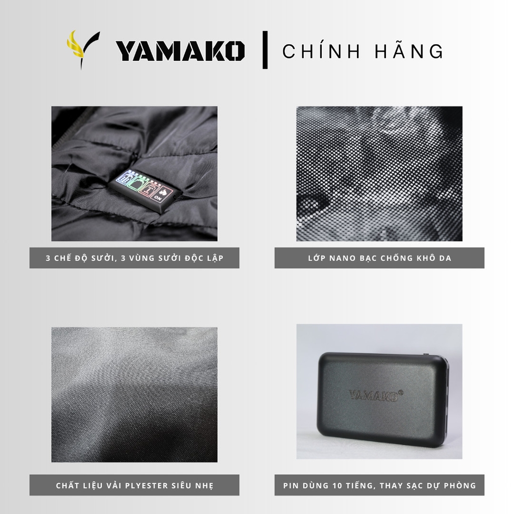 Áo Sưởi Ấm Ghile Super modern Yamako 21 Vùng Sưởi Nhiệt nhiều vùng sưởi nhất thị trường