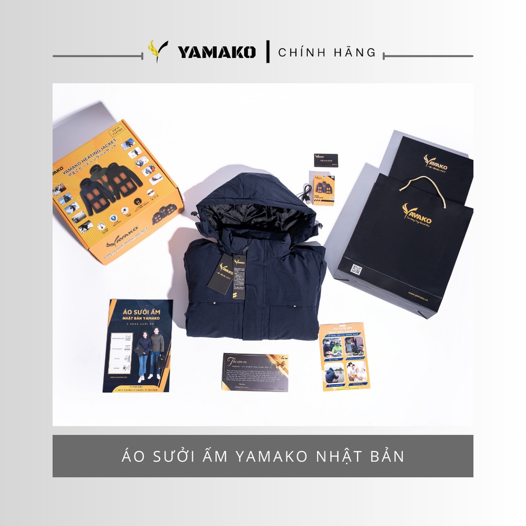 Áo sưởi ấm Super Heating Nhật Bản Yamako Y5 chống tuyết và chống mưa Màu Xanh Than