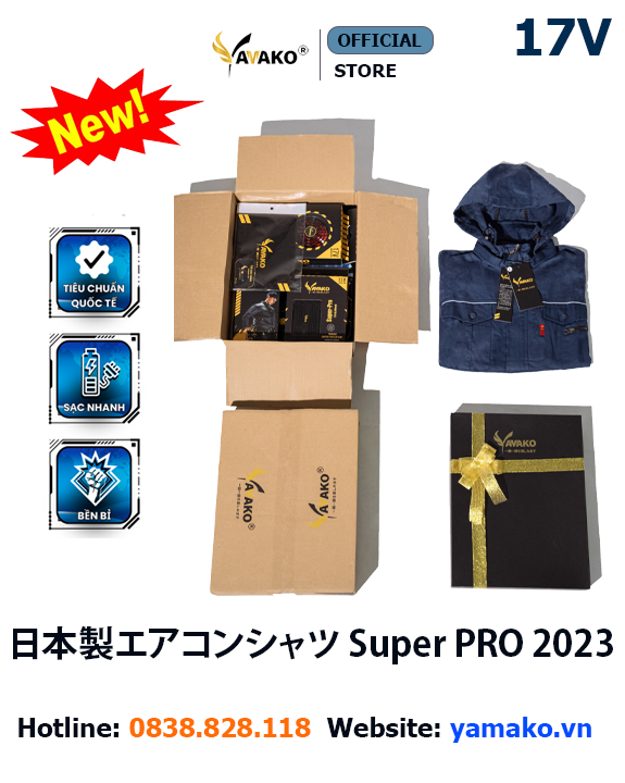 Bộ Áo quạt điều hoà Yamako Super Pro 17V 30.000MAH màu RẰN RI