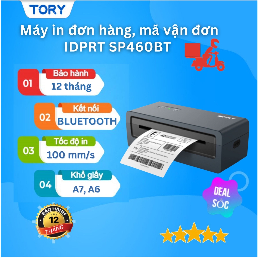 Máy in mã vạch, tem nhãn, decal, hàng chính hãng HPRT SP460BT khổ 110mm (USB + Bluetooth)