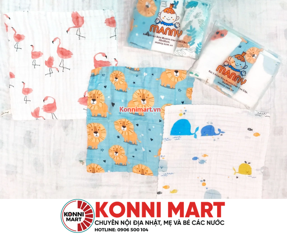 Khăn sữa Manny muslin bịch 3 cái