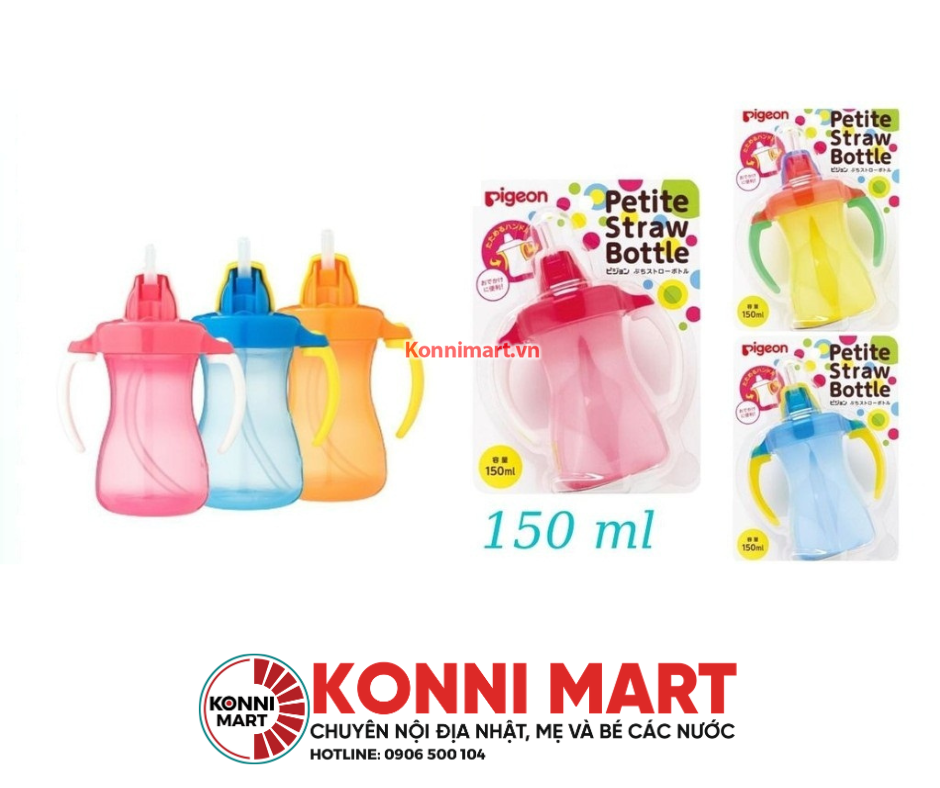 Bình uống nước cho bé có ống hút Pigeon