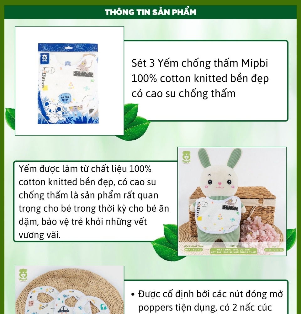 Set 3 Yếm chống thấm Mipbi YCT01 8935336500479