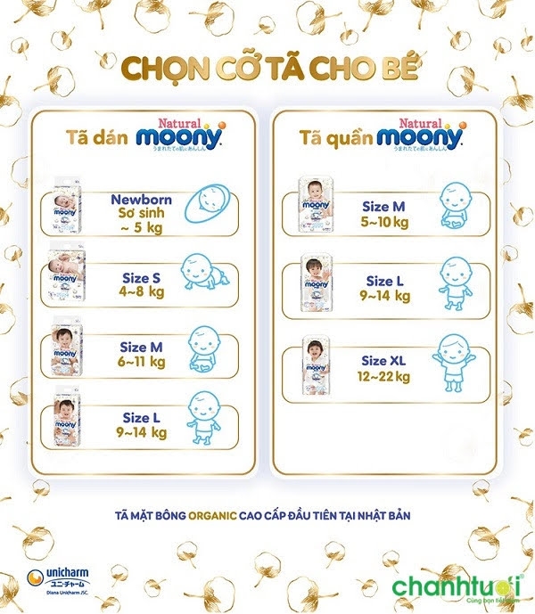 BỈM MOONY NATURAL CAO CẤP NỘI ĐỊA NHẬT ĐỦ SIZE