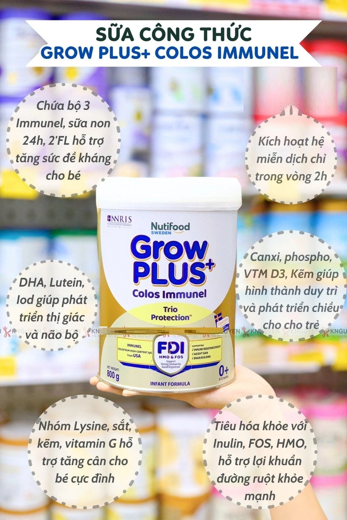 Sữa Bột Nutifood GrowPLUS+ Sữa Non Immunel từ 0 - 12 tháng 800g 7350107133563