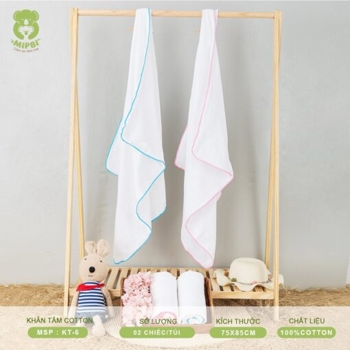 KHĂN TẮM MIPBI 6 LỚP 100% SỢI COTTON MỸ DÀY