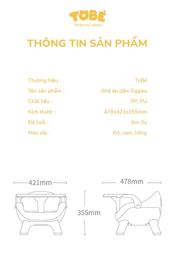 Ghế ăn dặm quả trứng TOBE Eggies MS 3106