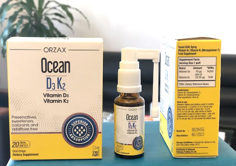 Ocean D3K2 chai 20ml hỗ trợ bổ sung vitamin D3, K2 cho bé 8697595871621