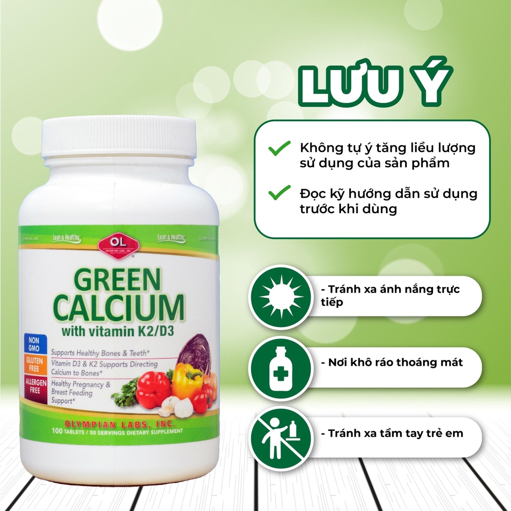 Canxi Hữu Cơ Green Calcium Olympian Labs 100 viên  710013911476