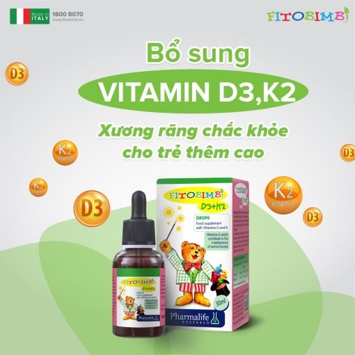 Fitobimbi D3K2 giúp xương, răng chắc khỏe chai 30ml 8051128635553