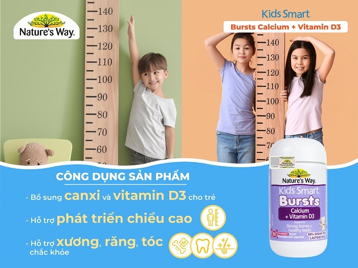 Viên nang mềm  Calcium + Vitamin D3 Burstlets Nature's Way Kids Smart 9314807017750