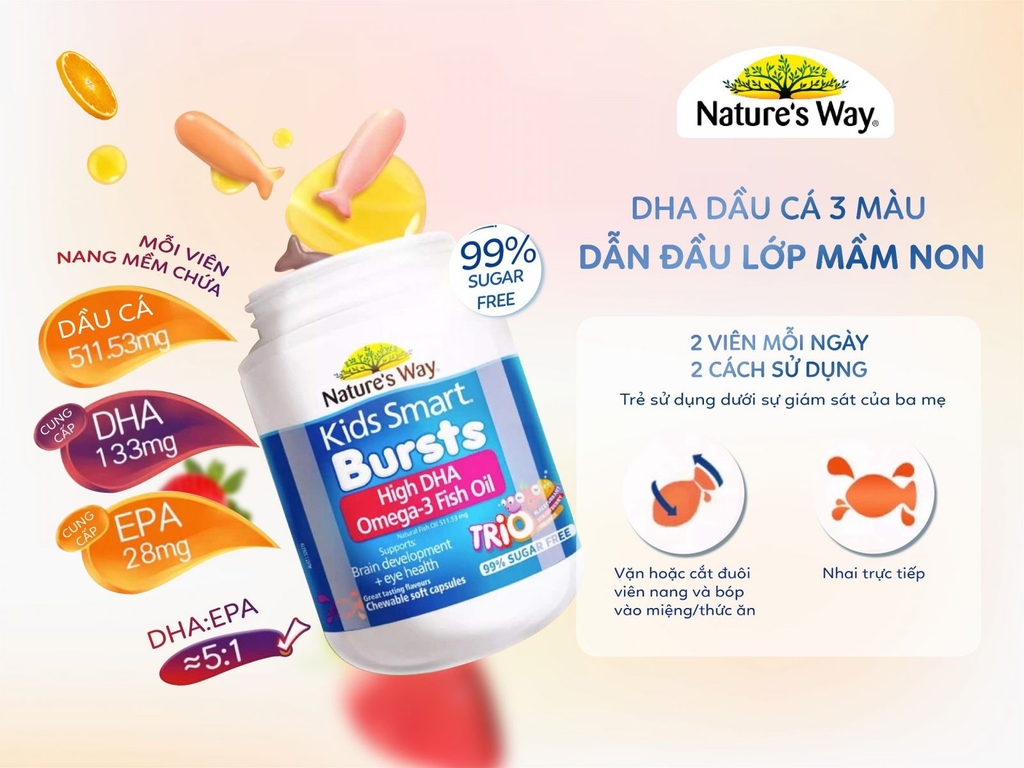 Viên nang Kids Smart Omega-3 Fish Oil Trio - Bổ sung Omega 3 343655