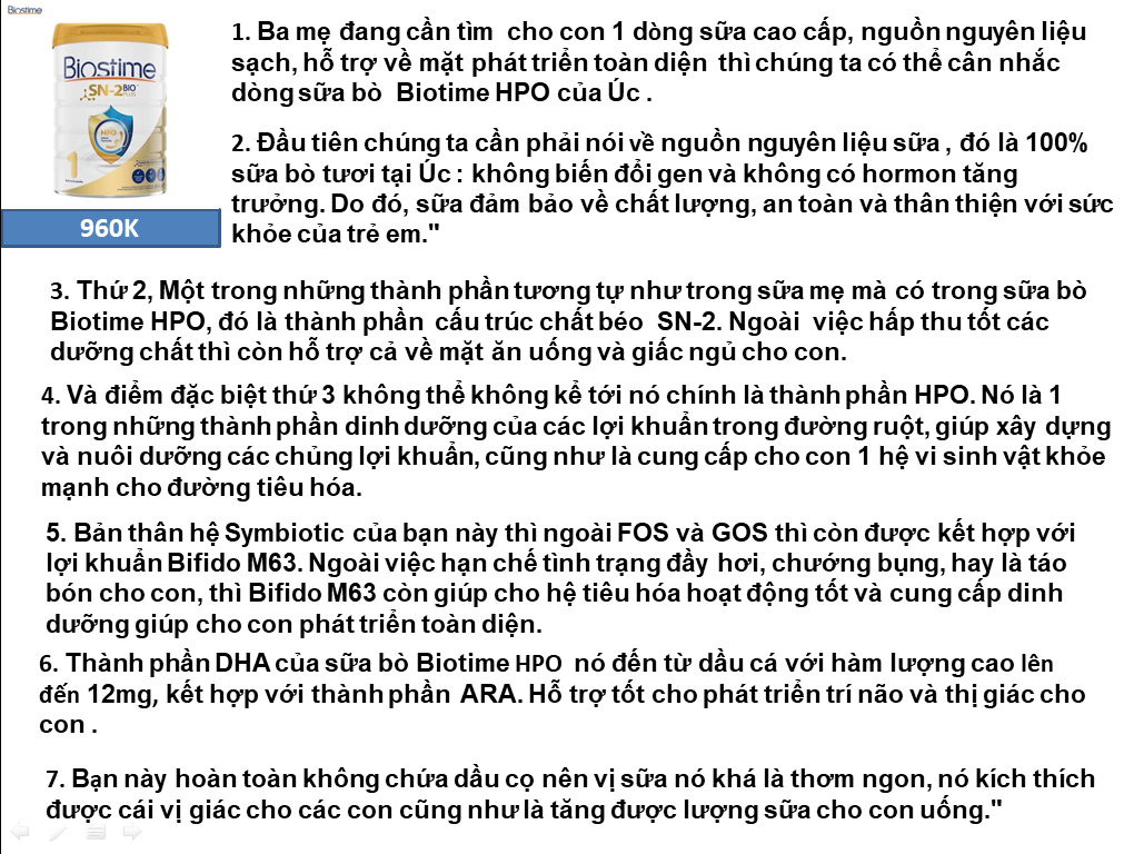 *Sữa Biostime SN-2 Bio Plus HPO số 1 (800g) cho trẻ 0-6m