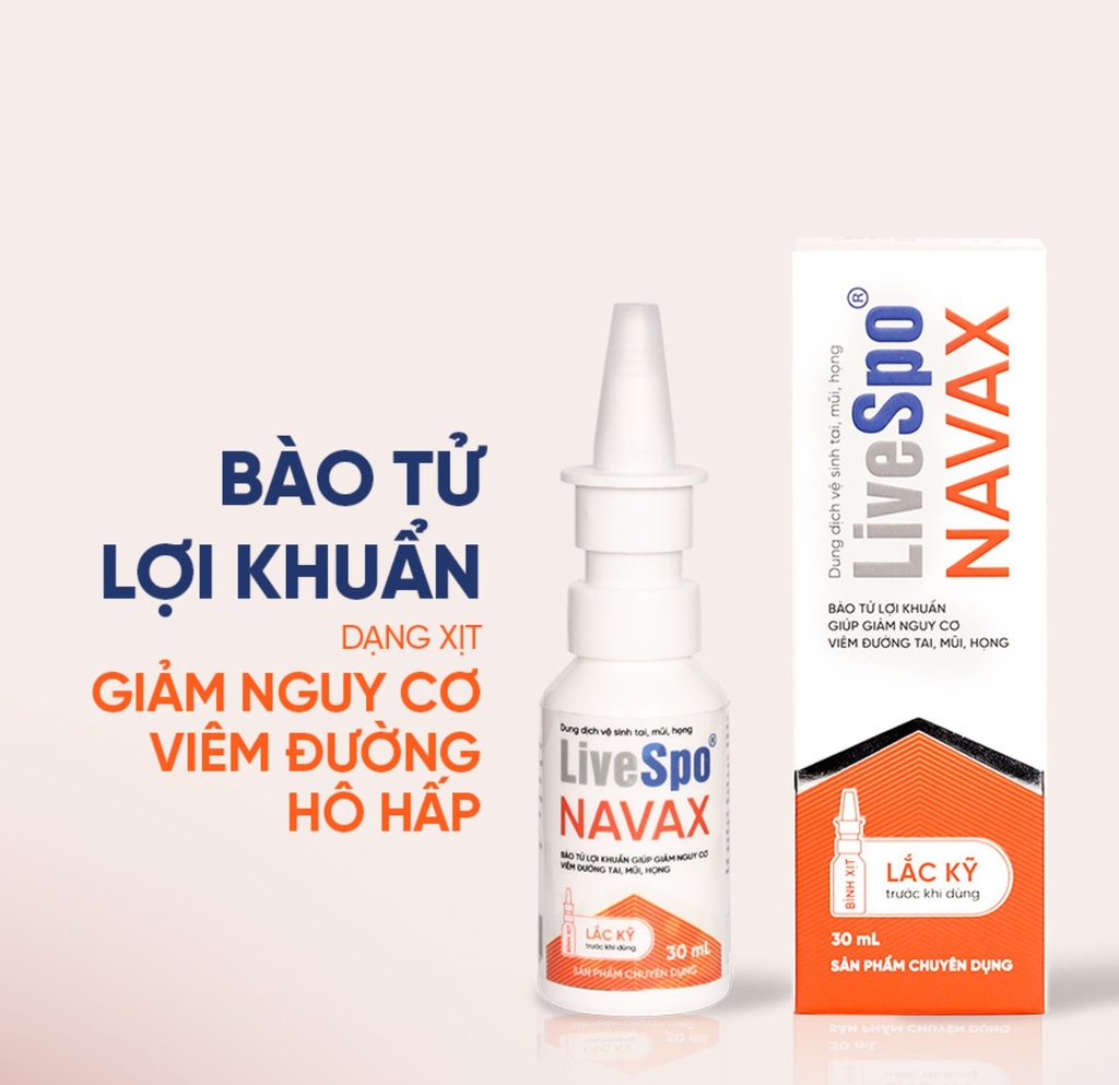 LiveSpo NAVAX - Bào Tử Lợi Khuẩn Dạng Xịt Giúp Giảm Nguy Cơ Viêm Đường Tai, Mũi, Họng - Bình xịt nhựa 30ml