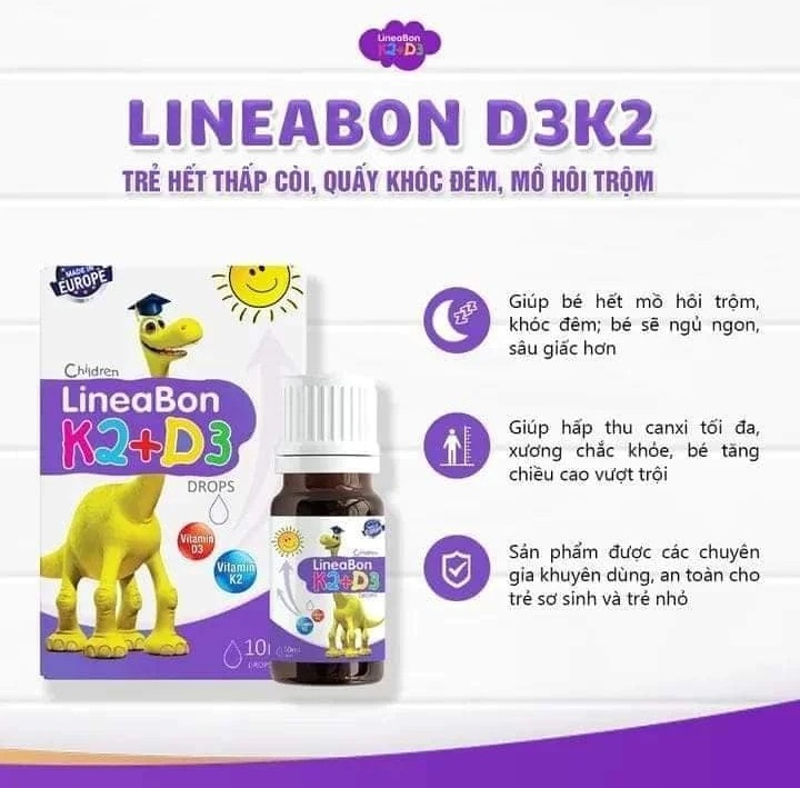 Vitamin Lineabon K2+D3 Tăng Trưởng Chiều Cao 3830056330328