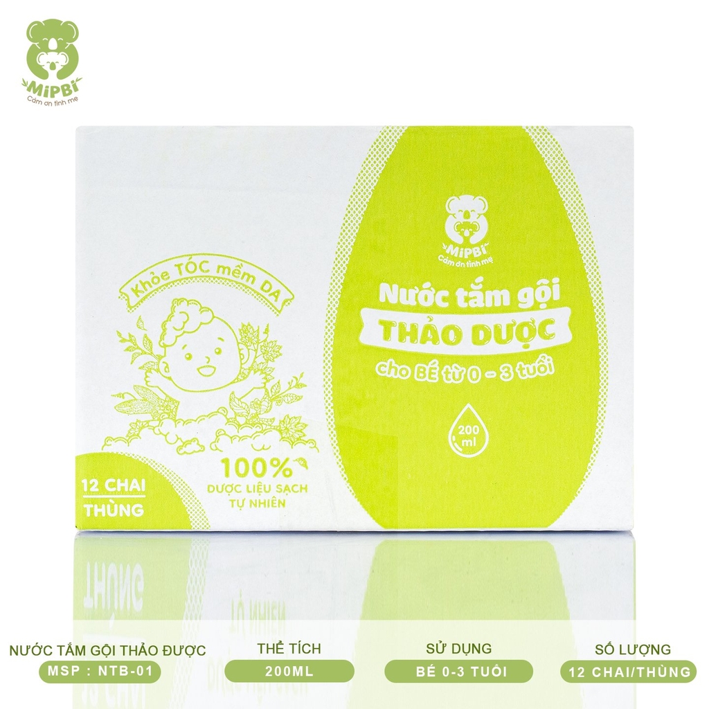 NƯỚC TẮM GỘI THẢO DƯỢC MIPBI CHO BÉ 200ML