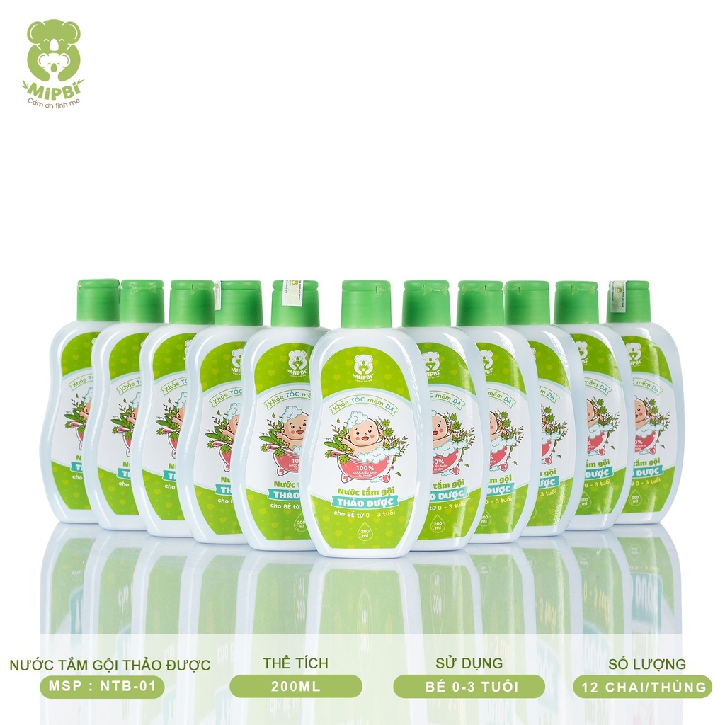 NƯỚC TẮM GỘI THẢO DƯỢC MIPBI CHO BÉ 200ML
