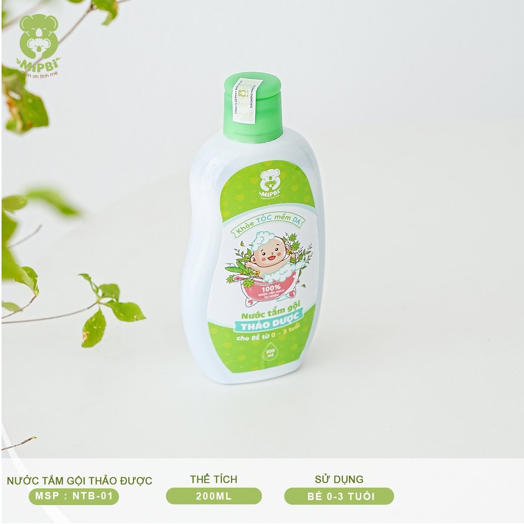 NƯỚC TẮM GỘI THẢO DƯỢC MIPBI CHO BÉ 200ML