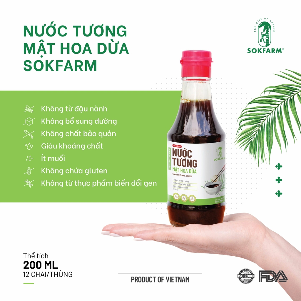 Nước tương Mật Hoa Dừa 60ml - Sokfarm - Trà Vinh